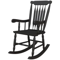 Outsunny Porch Rocker Chair, Outdoor Wooden Rocking Chair with High Back for Garden, Patio, Balcony, Black(m-2)