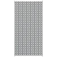 Outsunny Reversible Outdoor Rug, Waterproof Plastic Straw RV Rug with Carry Bag, 9' x 18', Black and White Clover(m-2)