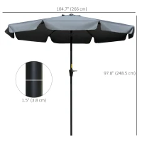 Outsunny 8.5 ft Outdoor Market Table Umbrella, Round Patio Umbrella with Tilt and Crank for Garden, Backyard, Deck, Dark Grey(m-3)