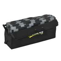 Outsunny Reversible Outdoor Rug Waterproof Plastic Straw RV Rug with Carry Bag, 9' x 18', Black and Grey Geometric(m-10)