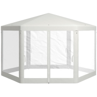 Outsunny 13' Hexagon Outdoor Party Tent with Mesh Sidewalls, Cream