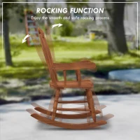 Outsunny Porch Rocker Chair, 350 lbs. Wooden Outdoor Rocking Chair with High Back for Garden, Patio, Balcony, Teak(m-5)