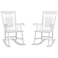 Outsunny Porch Rocker Chairs Set of 2, 350 lbs. Wooden Outdoor Rocking Chairs with High Back for Garden, Patio, Balcony, White(m-1)