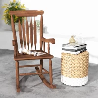 Outsunny Porch Rocker Chair, 350 lbs. Wooden Outdoor Rocking Chair with High Back for Garden, Patio, Balcony, Teak(m-8)
