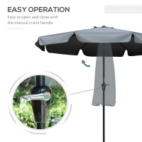 Outsunny 8.5 ft Outdoor Market Table Umbrella, Round Patio Umbrella with Tilt and Crank for Garden, Backyard, Deck, Dark Grey(m-5)