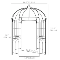 Outsunny Birdcage Shape Arbour, Metal Garden Arbour Pergola Pavilion for Climbing Plants, Lights, French Style Arch Trellis(m-3)