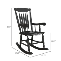 Outsunny Porch Rocker Chair, 350 lbs. Wooden Outdoor Rocking Chair with High Back for Garden, Patio, Balcony, Black(m-3)
