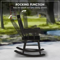 Outsunny Porch Rocker Chair, 350 lbs. Wooden Outdoor Rocking Chair with High Back for Garden, Patio, Balcony, Black(m-5)