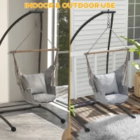 Outsunny Hammock Chair Stand, C Shape Hanging Heavy Duty Metal Frame Hammock Stand for Hanging Hammock Porch Swing Chair, Indoor & Outdoor Use, Black(m-5)