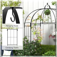 Outsunny Birdcage Shape Arbour, Metal Garden Arbour Pergola Pavilion for Climbing Plants, Lights, French Style Arch Trellis(m-6)