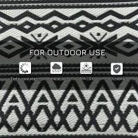Outsunny Reversible Outdoor Rug Waterproof Plastic Straw RV Rug with Carry Bag, 9' x 12', Grey and Cream White Boho(m-6)