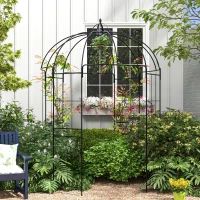 Outsunny Birdcage Shape Arbour, Metal Garden Arbour Pergola Pavilion for Climbing Plants, Lights, French Style Arch Trellis(m-1)