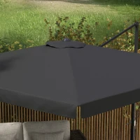 Outsunny 10' Cantilever Patio Umbrella, Square Offset Umbrella with Tilt, Crank, Cross Base, Aluminum Pole and Air Vent, Gray(m-8)