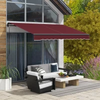 Outsunny 8' x 6.5' Retractable Awning, 280gsm UV Resistant Sunshade Shelter, for Deck, Balcony, Yard, Wine Red(m-1)