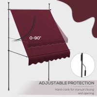 Outsunny 6.5' x 4' Manual Retractable Awning, Non-Screw Freestanding Patio Awning, UV Resistant, for Window or Door, Wine Red(m-5)