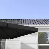 Outsunny 10' Cantilever Patio Umbrella, Square Offset Umbrella with Tilt, Crank, Cross Base, Aluminum Pole and Air Vent, Gray(m-7)