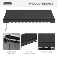 Outsunny 8' x 6.5' Retractable Awning, 280gsm UV Resistant Sunshade Shelter for Deck, Balcony, Yard, Dark Gray(m-8)