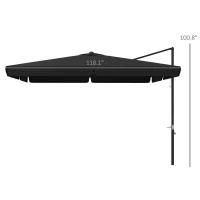 Outsunny 10' Cantilever Patio Umbrella, Square Offset Umbrella with Tilt, Crank, Cross Base, Aluminum Pole and Air Vent, Gray(m-3)