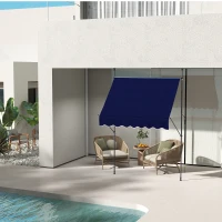 Outsunny 6.5' x 4' Manual Retractable Awning, Non-Screw Freestanding Patio Awning, UV Resistant, for Window or Door, Blue(m-1)