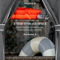 Outsunny Outdoor Rolling Towel Rack for Pool, Covered Pool Caddy with Shelf, Basket, PE Rattan Wicker(m-4)