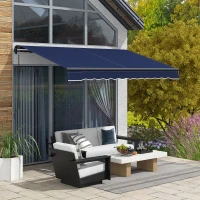 Outsunny 8' x 6.5' Retractable Awning, 280gsm UV Resistant Sunshade Shelter for Deck, Balcony, Yard, Blue(m-2)