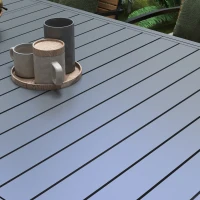 Outsunny Aluminum Outdoor Dining Table for 6-8 People, Expandable Patio Table for Garden, Lawn, Balcony, Charcoal Gray(m-9)