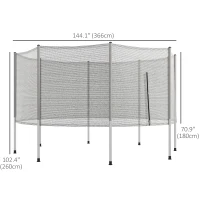Soozier 2FT Replacement Trampoline Net Enclosure Safety w/ 8 Poles, Grey(m-3)