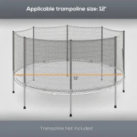 Soozier 2FT Replacement Trampoline Net Enclosure Safety w/ 8 Poles, Grey(m-4)