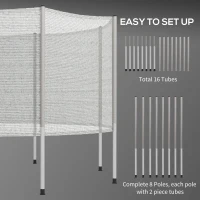 Soozier 2FT Replacement Trampoline Net Enclosure Safety w/ 8 Poles, Grey(m-6)