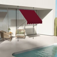 Outsunny 6.5' x 4' Manual Retractable Awning, Non-Screw Freestanding Patio Awning, UV Resistant, for Window or Door, Wine Red(m-1)