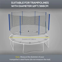 Soozier Trampoline Net Enclosure, Trampoline Netting Replacement with Zippered Entrance for 12ft Round Trampoline(m-4)
