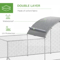 PawHut 21.7' x 6.2' Metal Chicken Run with Waterproof and Anti-UV Cover(m-6)
