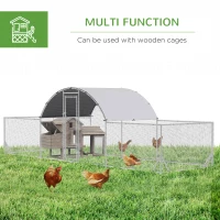 PawHut 21.7' x 6.2' Metal Chicken Run with Waterproof and Anti-UV Cover(m-7)