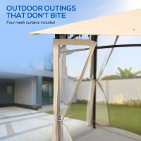 Outsunny 10' x 12' Outdoor Gazebo with Nettings, 2 Tier Patio Gazebo Canopy for Garden, Backyard, Deck, Beige(m-5)