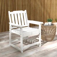 Outsunny All-Weather Patio Chair, HDPE Patio Dining Chair, Heavy Duty Wood-Like Outdoor Furniture for Garden, Backyard, Deck, Porch, Lawn, White(m-2)