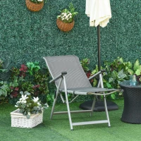 Outsunny Foldable Lounge Chair with 10-Positions Adjustable Backrest & Footrest for Deck, Backyard, Beach, Porch, Grey(m-1)