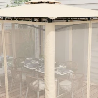 Outsunny 10' x 12' Outdoor Gazebo with Nettings, 2 Tier Patio Gazebo Canopy for Garden, Backyard, Deck, Beige(m-9)