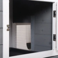 PawHut 2-tier Wooden Rabbit Hutch w/ Ramp and Outdoor Run, Grey(m-9)