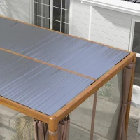 Outsunny 10' x 13' Outdoor Retractable Pergola w/ Sun Shade Aluminum Louvered Top, Pergola w/ Canopy, Curtains, Netting, Natural(m-9)