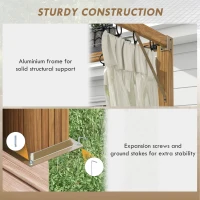 Outsunny 10 x 10 ft Retractable Pergola, Garden Gazebo Shelter with Nettings for Grill, Patio, Deck, Natural(m-6)