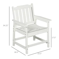 Outsunny All-Weather Patio Chair, HDPE Patio Dining Chair, Heavy Duty Wood-Like Outdoor Furniture for Garden, Backyard, Deck, Porch, Lawn, White(m-3)