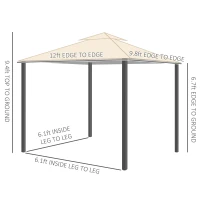 Outsunny 10' x 12' Outdoor Gazebo with Nettings, 2 Tier Patio Gazebo Canopy for Garden, Backyard, Deck, Beige(m-3)