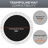 Soozier Trampoline Mat Replacement with Spring Pull Tool and 54 V-Hooks, Fits 10ft Trampoline, Using 5.5" Springs(m-4)