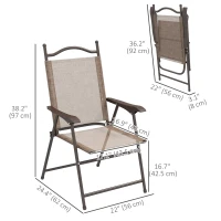 Outsunny 2 Pieces Folding Patio Camping Chairs Set, Sports Chairs for Adults with Armrest, Mesh Fabric Seat for Lawn(m-3)