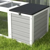 PawHut 55" Rabbit Hutch, Outdoor Rabbit Cage w/ Openable Asphalt Roofs, Gray(m-7)