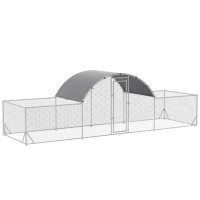 PawHut 21.7' x 6.2' Metal Chicken Run with Waterproof and Anti-UV Cover(m-2)