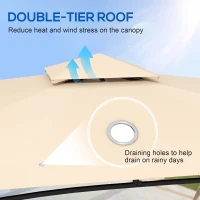 Outsunny 10' x 12' Outdoor Gazebo with Nettings, 2 Tier Patio Gazebo Canopy for Garden, Backyard, Deck, Beige(m-4)