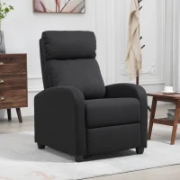 HOMCOM Fabric Recliner Chair, Manual Home Theater Seating, Single Reclining Sofa Chair with Padded Seat for Living Room, Black(m-1)
