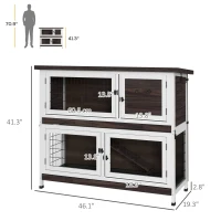 PawHut 46" Outdoor Rabbit Hutch w/ Removable Trays & Ramp for 1-2 Rabbits(m-3)