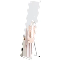 HOMCOM Standing Mirror with LED Lights, 64" x 21" Floor Mirror, Full Body Mirror with Dimmable and 3 Colour Lighting, White(m-2)